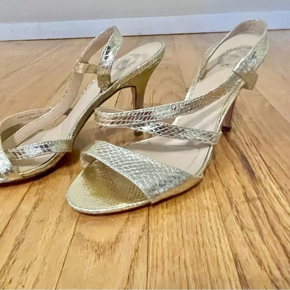 Issac Miller Gold & Silver Open Toed Strap Heel Set Womens Size 9.5